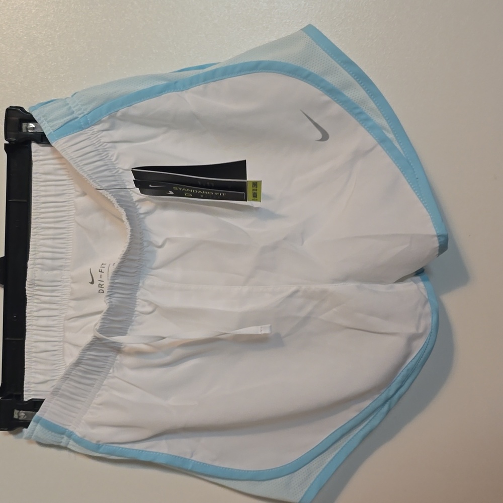 Nike Women's Athletic Shorts in White and Light Blue